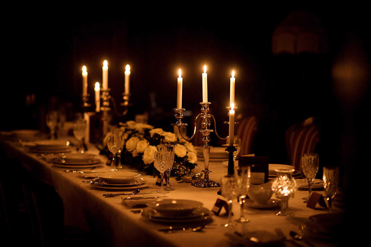 sense you dinner: taste, fragrance, eyes, touch. Add a fragrance candle.