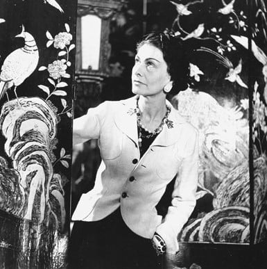 Gabrielle Chanel in front of the Coromandel screens 31 rue Cambon Paris - Chanel Fragrance House - perfumery quotes