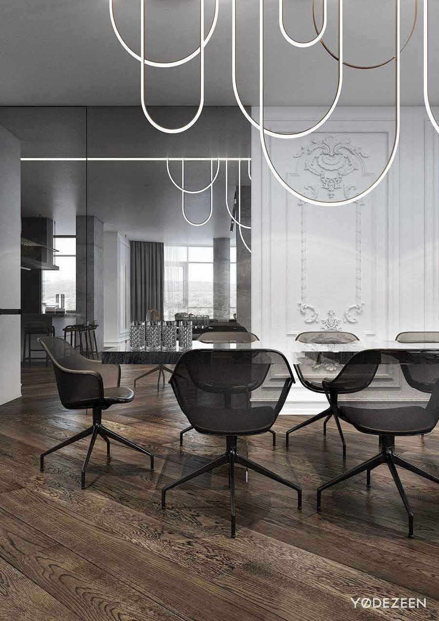 apartment blends modern classic dining room