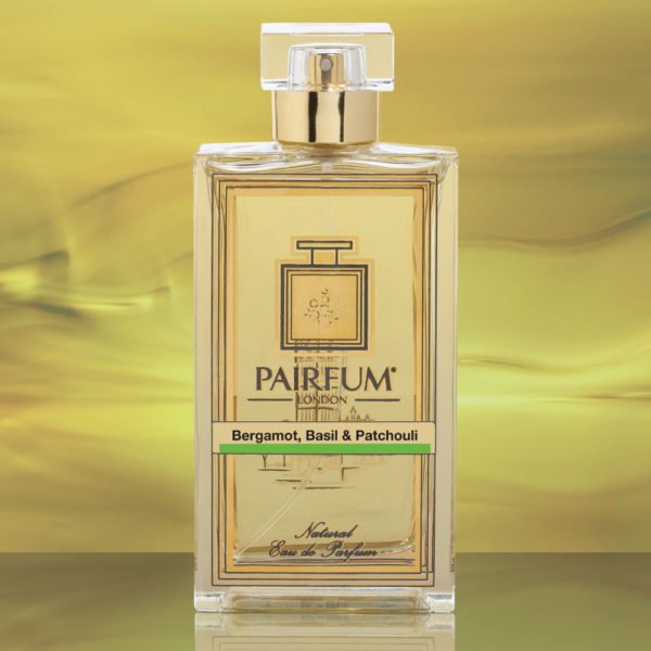 Eau De Parfum Bottle Bergamot Basil Patchouli Gold Liquid