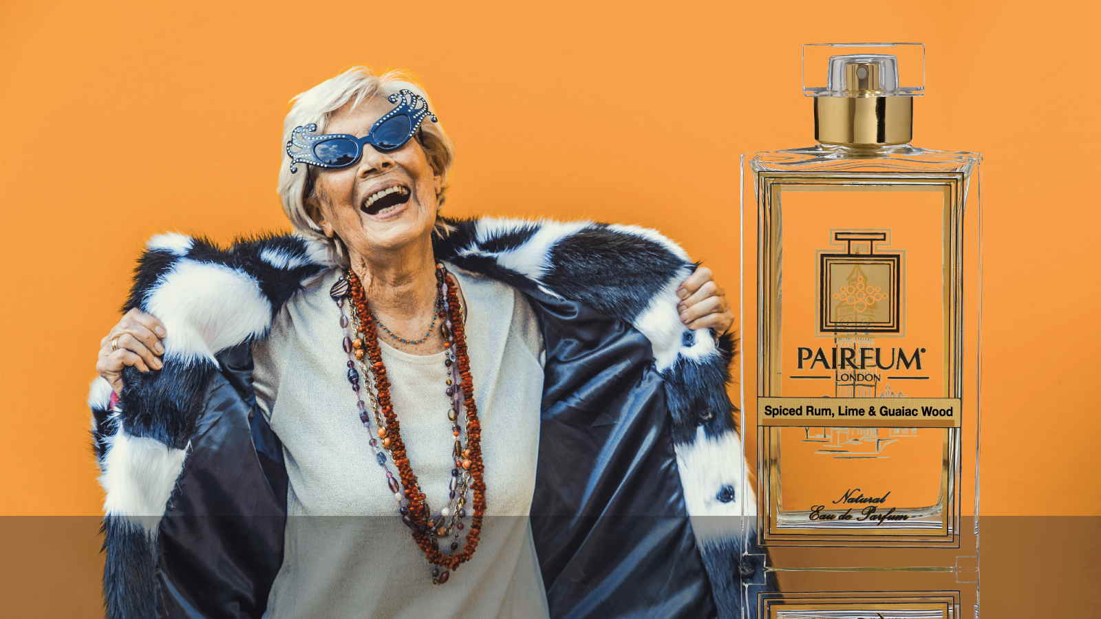 Eau De Parfum Person Reflection Spiced Rum Lime Guaiac Wood Woman Laughing 16 9