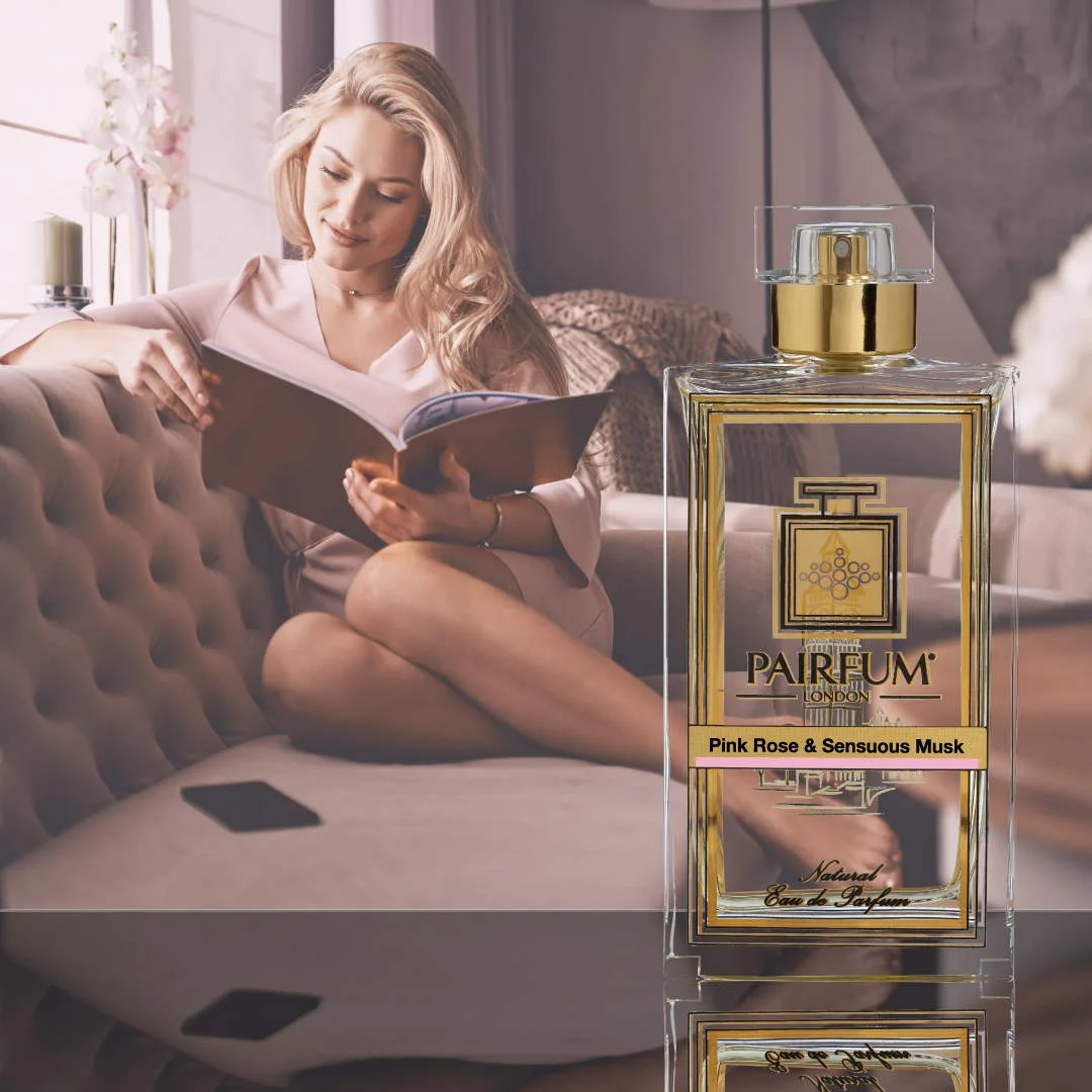 Eau de Parfum Person Reading Pink Rose Sensuous Musk Woman 1 1