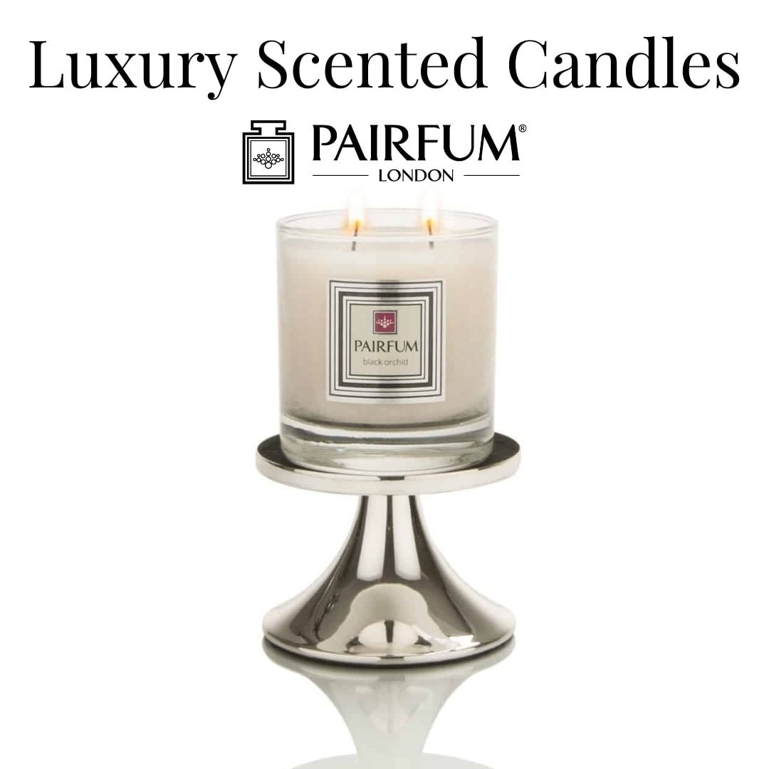 Luxury Pairfum Scented Candle Care Pedestal Silver