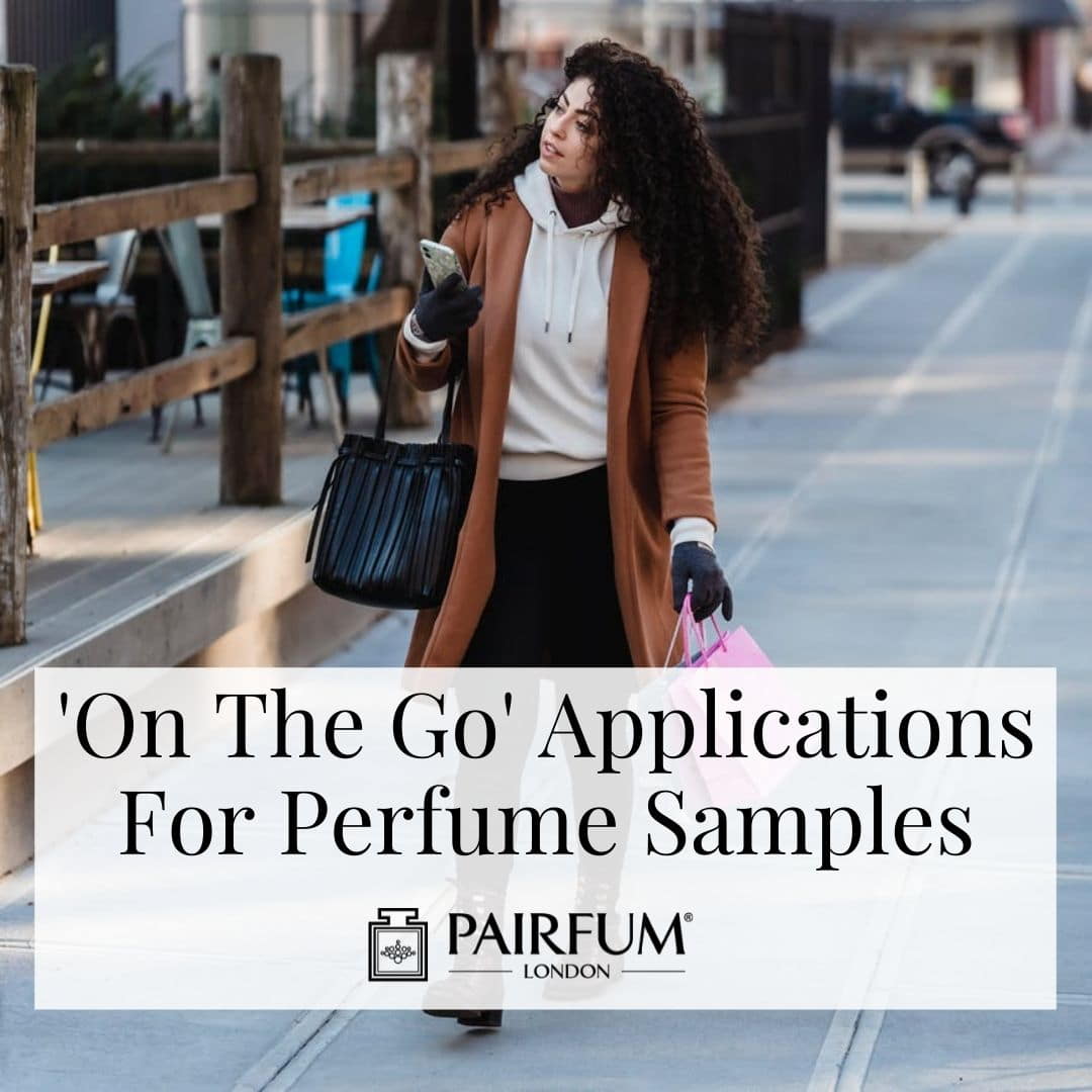 Woman Wearing Perfume Sample On The Go