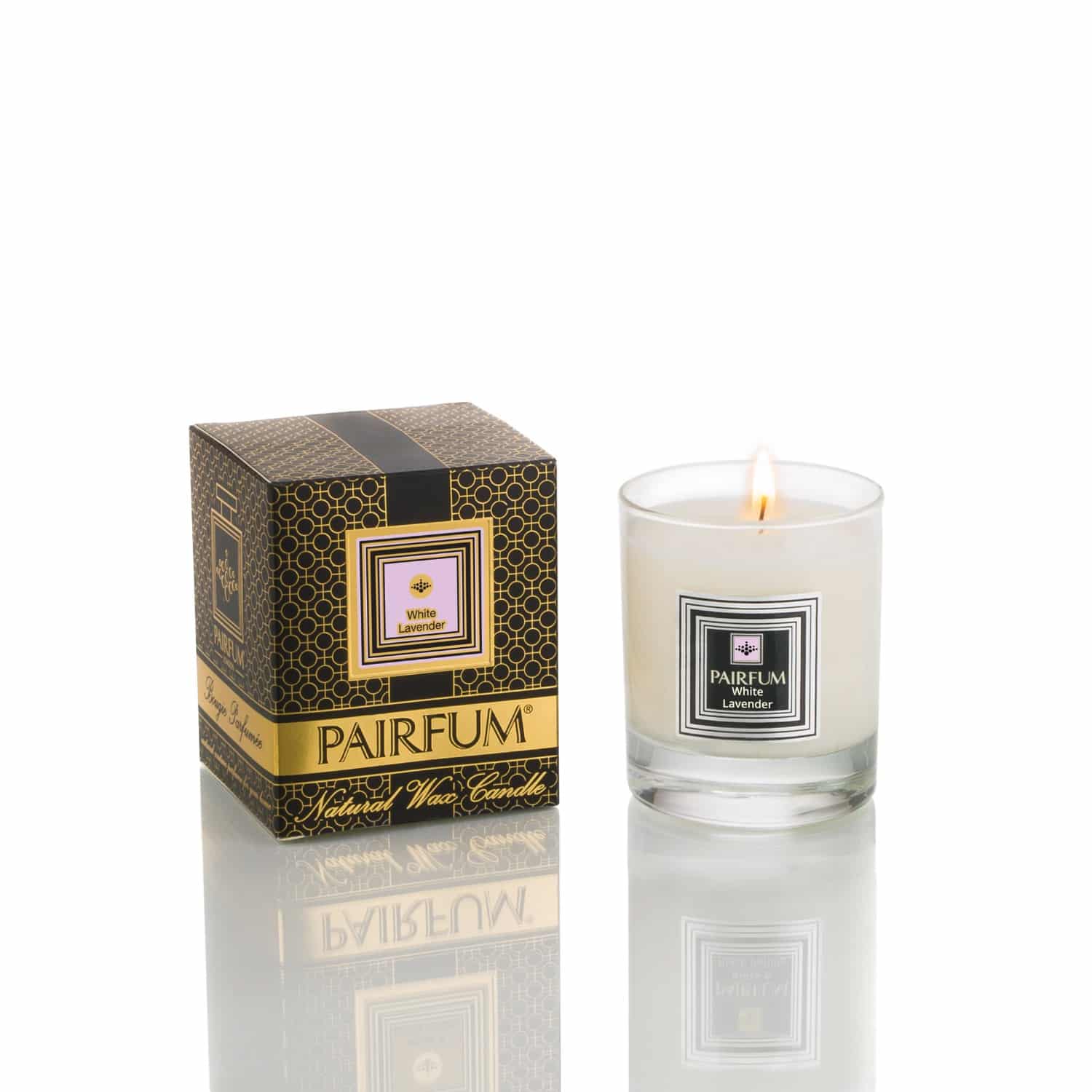 Scented candles for every season, Pairfum's white lavender candle.