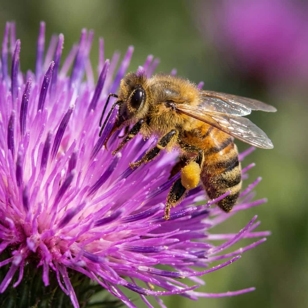Cornflower Bee Collect Pollen