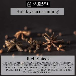 Holidays Coming Pairfum Fragrance Rich Spices Anise Cinnamon